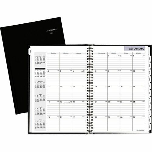 DayMinder Hard-Cover Monthly Planner, Ruled Blocks, 11.75 x 8, Black Cover, 14-Month: Dec 2025 to Jan 2027