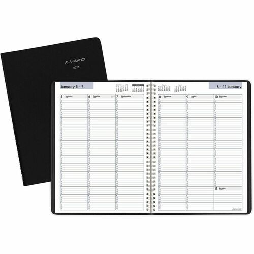 DayMinder Weekly Appointment Book, Vertical-Column Format, 11 x 8, Black Cover, 12-Month (Jan to Dec): 2026