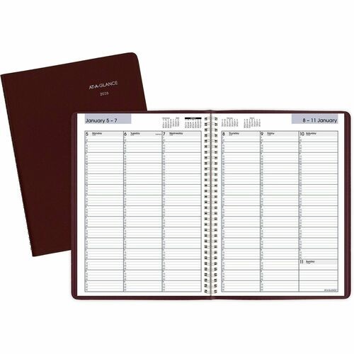 DayMinder Weekly Appointment Book, Vertical-Column Format, 11 x 8, Burgundy Cover, 12-Month (Jan to Dec): 2026