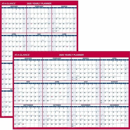 Erasable Vertical/Horizontal Wall Planner, 32 x 48, White/Blue/Red Sheets, 12-Month (Jan to Dec): 2026