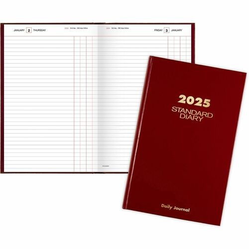 Standard Diary Daily Journal, 2026 Edition, Wide/Legal Rule, Red Cover, (210) 12 x 7.75 Sheets