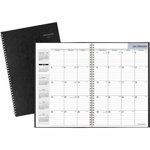 DayMinder Monthly Planner, Ruled Blocks, 12 x 8, Black Cover, 14-Month: Dec 2025 to Jan 2027
