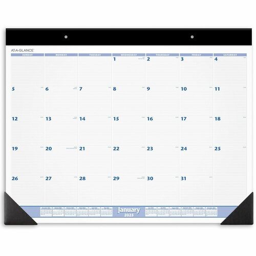 Desk Pad, 24 x 19, White Sheets, Black Binding, Black Corners, 12-Month (Jan to Dec): 2026
