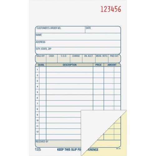 Multipart Sales Order Pad, 12 Lines, Two-Part Carbonless, 4.19 x 6.69, 50 Forms Total