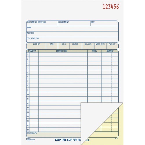 Multipart Sales Order Pad, 18 Lines, Two-Part Carbonless, 5.56 x 7.94, 50 Forms Total
