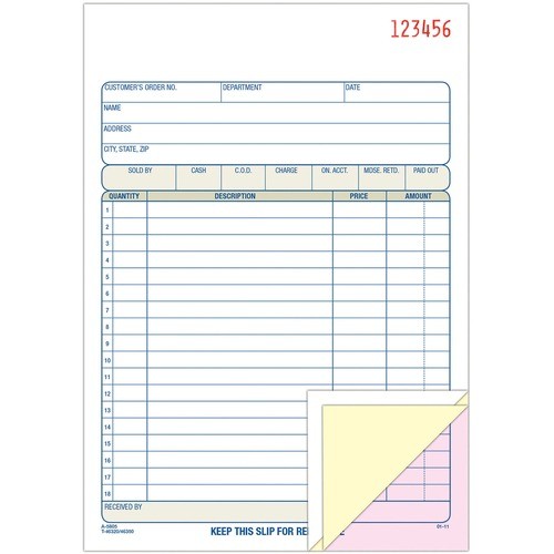 Multipart Sales Order Pad, Three-Part Carbonless, 5.56 x 7.94, 50 Forms Total