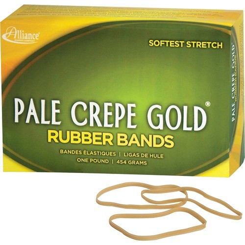 Pale Crepe Gold Rubber Bands, Size 33, 0.04" Gauge, Golden Crepe, 1 lb Box, 970/Box