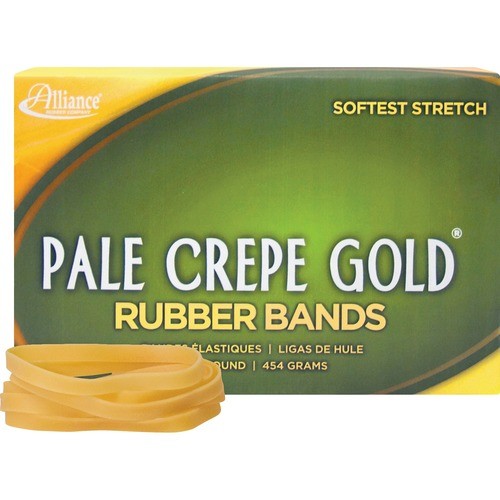 Pale Crepe Gold Rubber Bands, Size 64, 0.04" Gauge, Golden Crepe, 1 lb Box, 490/Box