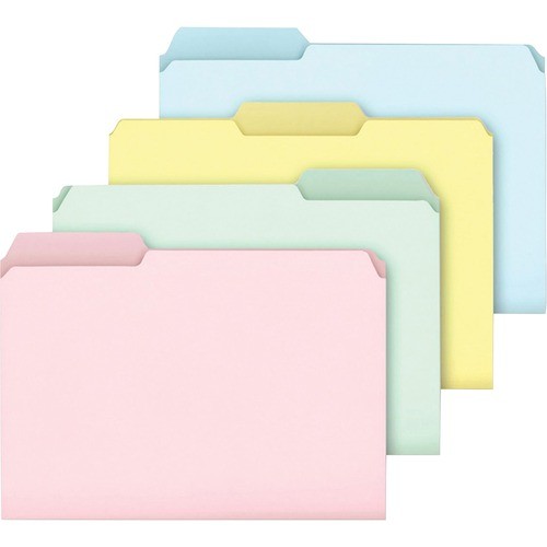 Pastel Colored File Folders, 1/3-Cut Tabs: Assorted, Letter Size, Assorted Colors, 100/Box