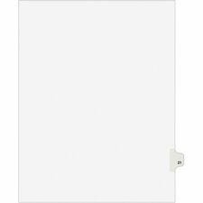Index Divider, "21", Side Tab, 8-1/2"x11", 25/PK, White