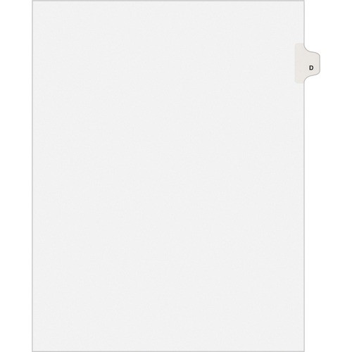 PREPRINTED LEGAL EXHIBIT SIDE TAB INDEX DIVIDERS, AVERY STYLE, 26-TAB, D, 11 X 8.5, WHITE, 25/PACK, (1404)