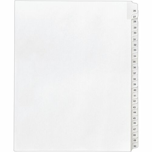 PREPRINTED LEGAL EXHIBIT SIDE TAB INDEX DIVIDERS, ALLSTATE STYLE, 25-TAB, 26 TO 50, 11 X 8.5, WHITE, 1 SET, (1702)