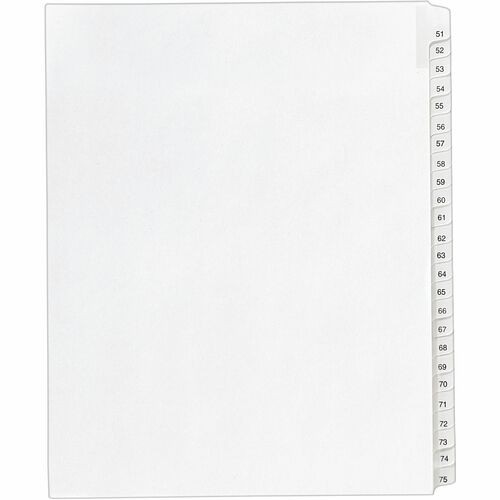 PREPRINTED LEGAL EXHIBIT SIDE TAB INDEX DIVIDERS, ALLSTATE STYLE, 25-TAB, 51 TO 75, 11 X 8.5, WHITE, 1 SET, (1703)