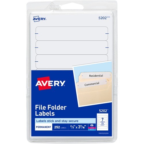 Printable 4" X 6" - Permanent File Folder Labels, 0.69 X 3.44, White, 7/sheet, 36 Sheets/pack, (5202)