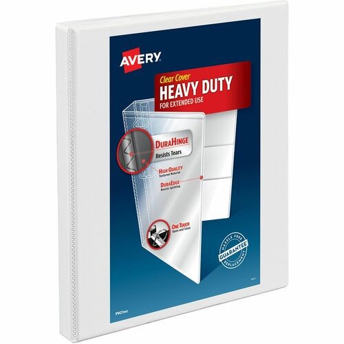 HEAVY-DUTY NON STICK VIEW BINDER WITH DURAHINGE AND SLANT RINGS, 3 RINGS, 0.5" CAPACITY, 11 X 8.5, WHITE, (5234)