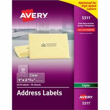 Copier Labels, Mailing, 1"x2-13/16", 2310/BX, Clear
