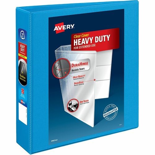 HEAVY-DUTY NON STICK VIEW BINDER WITH DURAHINGE AND SLANT RINGS, 3 RINGS, 2" CAPACITY, 11 X 8.5, LIGHT BLUE, (5501)