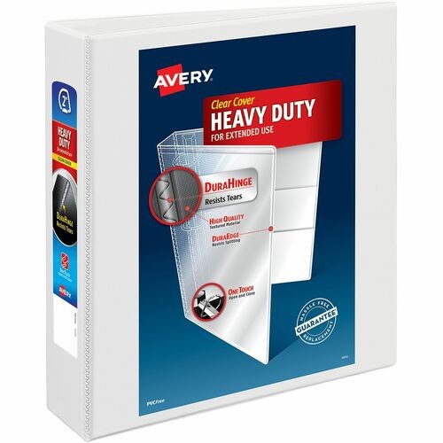 HEAVY-DUTY NON STICK VIEW BINDER WITH DURAHINGE AND SLANT RINGS, 3 RINGS, 2" CAPACITY, 11 X 8.5, WHITE, (5504)