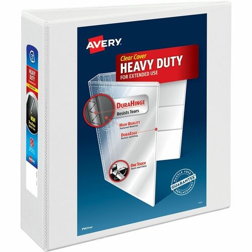 HEAVY-DUTY NON STICK VIEW BINDER WITH DURAHINGE AND SLANT RINGS, 3 RINGS, 3" CAPACITY, 11 X 8.5, WHITE, (5604)