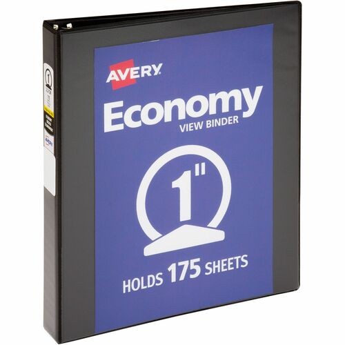 ECONOMY VIEW BINDER WITH ROUND RINGS , 3 RINGS, 1" CAPACITY, 11 X 8.5, BLACK, (5710)