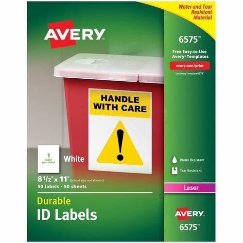 DURABLE PERMANENT ID LABELS WITH TRUEBLOCK TECHNOLOGY, LASER PRINTERS, 8.5 X 11, WHITE, 50/PACK