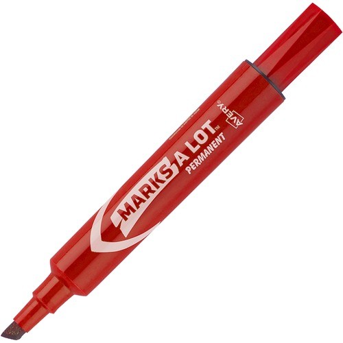 MARKS A LOT REGULAR DESK-STYLE PERMANENT MARKER, BROAD CHISEL TIP, RED, DOZEN (7887)