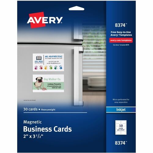 Business Cards,Inkjet, Magnetic, 2"x3-1/2", 30/PK, 5PK/CT, WE