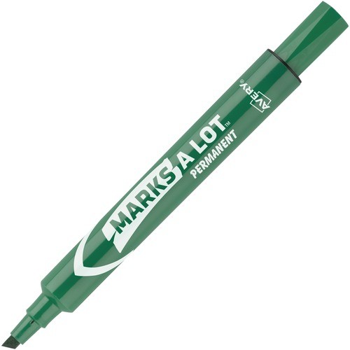 MARKS A LOT LARGE DESK-STYLE PERMANENT MARKER, BROAD CHISEL TIP, GREEN, DOZEN (8885)