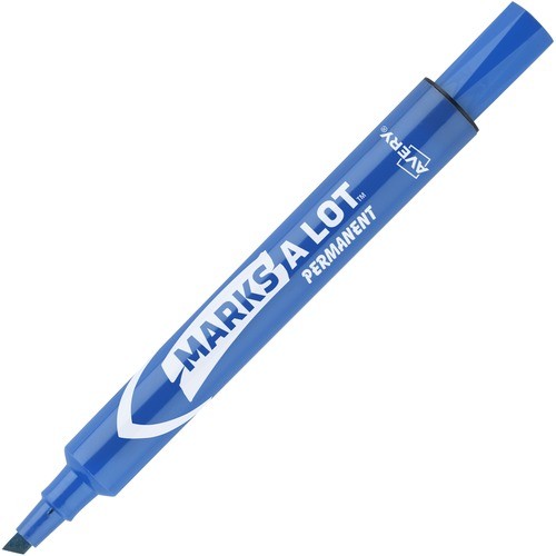 MARKS A LOT LARGE DESK-STYLE PERMANENT MARKER, BROAD CHISEL TIP, BLUE, DOZEN (8886)