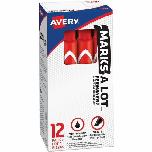 MARKS A LOT LARGE DESK-STYLE PERMANENT MARKER, BROAD CHISEL TIP, RED, DOZEN (8887)