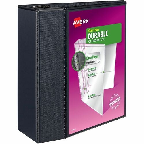 DURABLE VIEW BINDER WITH DURAHINGE AND EZD RINGS, 3 RINGS, 5" CAPACITY, 11 X 8.5, BLACK, (9900)