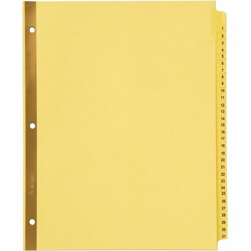 Preprinted Laminated Tab Dividers with Gold Reinforced Binding Edge, 31-Tab, 1 to 31, 11 x 8.5, Buff, 1 Set