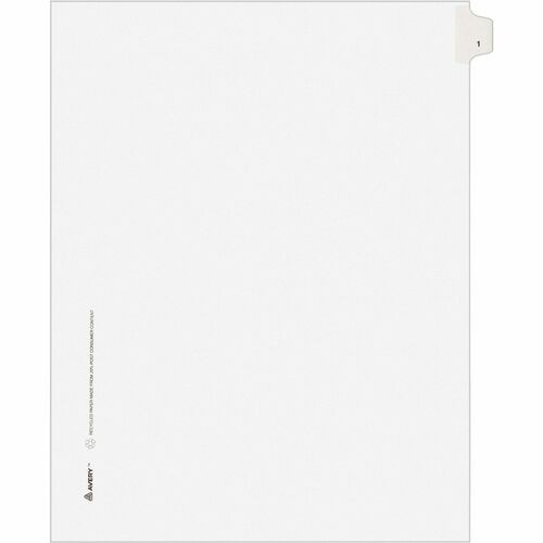 PREPRINTED LEGAL EXHIBIT SIDE TAB INDEX DIVIDERS, AVERY STYLE, 10-TAB, 1, 11 X 8.5, WHITE, 25/PACK