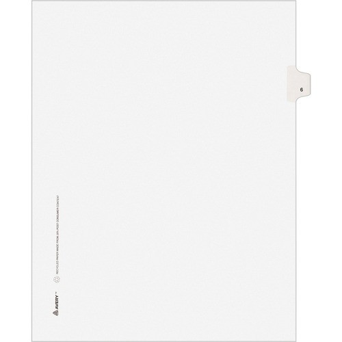 PREPRINTED LEGAL EXHIBIT SIDE TAB INDEX DIVIDERS, AVERY STYLE, 10-TAB, 6, 11 X 8.5, WHITE, 25/PACK
