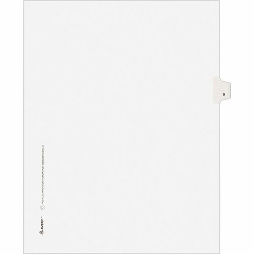 PREPRINTED LEGAL EXHIBIT SIDE TAB INDEX DIVIDERS, AVERY STYLE, 10-TAB, 9, 11 X 8.5, WHITE, 25/PACK