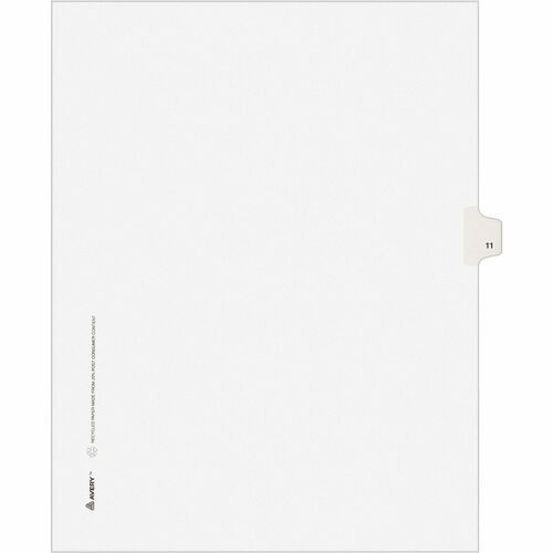 Preprinted Legal Exhibit Side Tab Index Dividers, Avery Style, 10-Tab, 11, 11 X 8.5, White, 25/pack