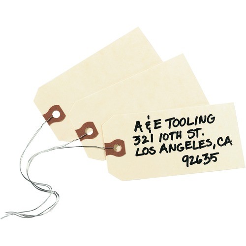 Double Wired Shipping Tags, 11.5 pt Stock, 4.25 x 2.13, Manila, 1,000/Box