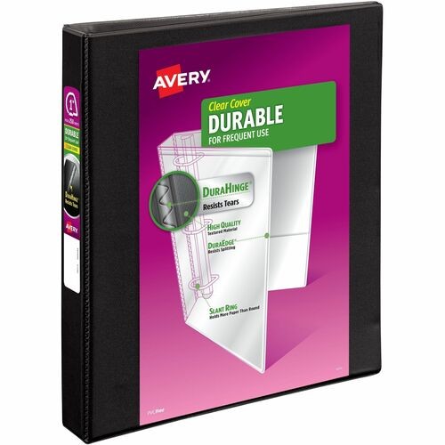 DURABLE VIEW BINDER WITH DURAHINGE AND SLANT RINGS, 3 RINGS, 1" CAPACITY, 11 X 8.5, BLACK