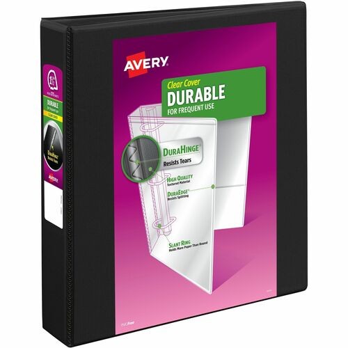 DURABLE VIEW BINDER WITH DURAHINGE AND SLANT RINGS, 3 RINGS, 1.5" CAPACITY, 11 X 8.5, BLACK