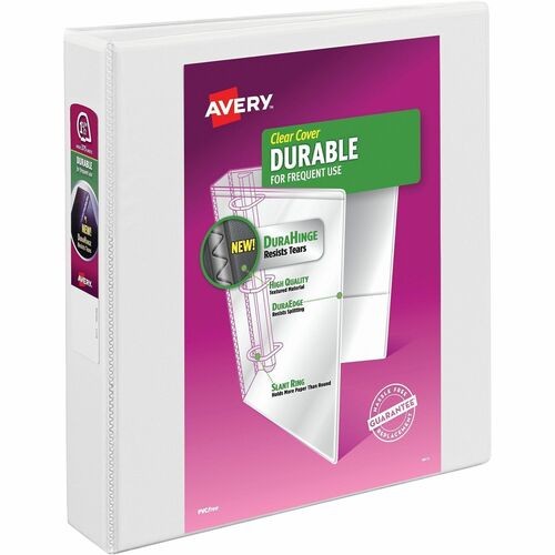 DURABLE VIEW BINDER WITH DURAHINGE AND SLANT RINGS, 3 RINGS, 1.5" CAPACITY, 11 X 8.5, WHITE