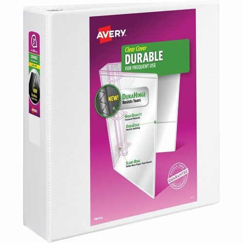 DURABLE VIEW BINDER WITH DURAHINGE AND SLANT RINGS, 3 RINGS, 3" CAPACITY, 11 X 8.5, WHITE