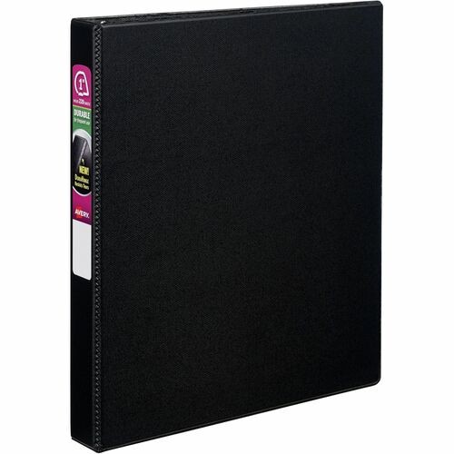 Binder w/Label Holder, Slant Ring, 1" Cap, 8-1/2"x11", Black
