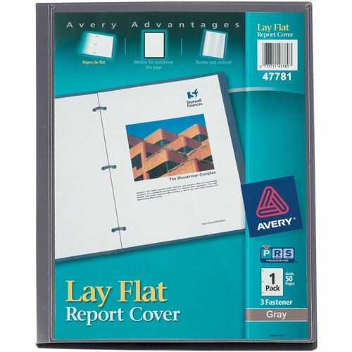 Lay Flat View Report Cover, Flexible Fastener, 0.5" Capacity, 8.5 X 11, Clear/gray