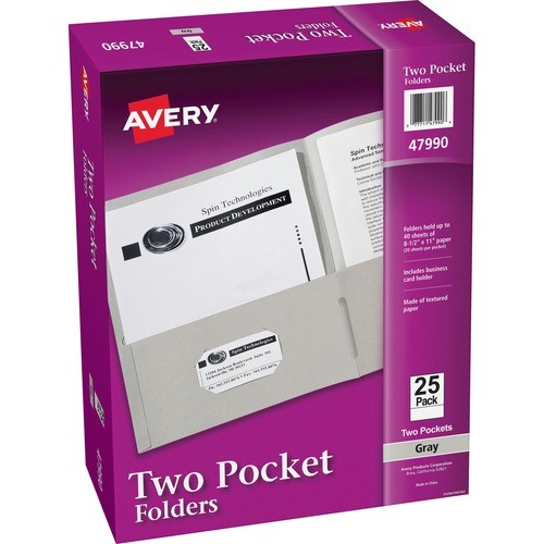 Two-Pocket Folder, 40-Sheet Capacity, 11 X 8.5, Gray, 25/box