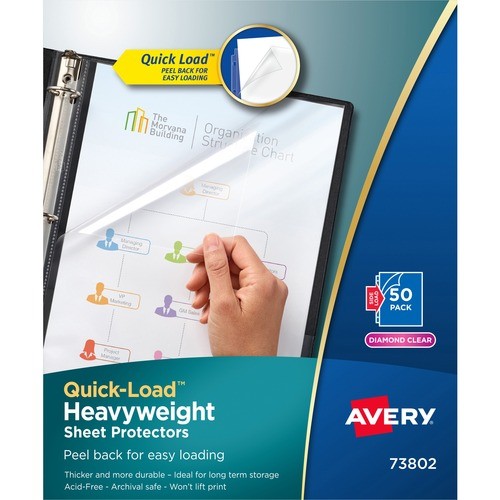 Quick-Load Heavyweight Sheet Protector, Side: 3-Hole Punched, Top/Side Load 8.5 x 11 Insert, Diamond Clear Front, 50/Box