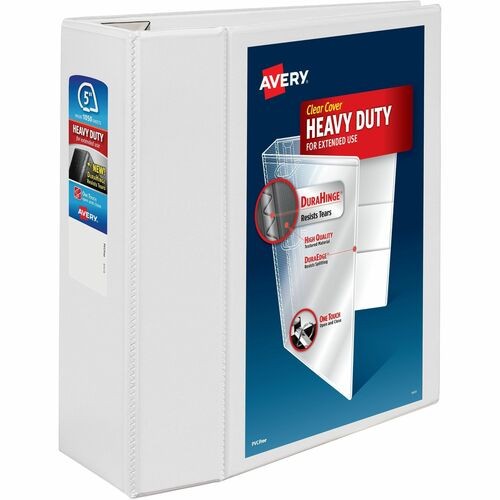View Binder, Hvy-dty, EZD Ring, 5" Cap, White