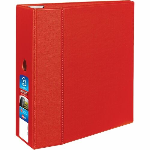 Binder, DuraHinge, 4 Pockets, 5" Capacity, 8-1/2"x11", Red