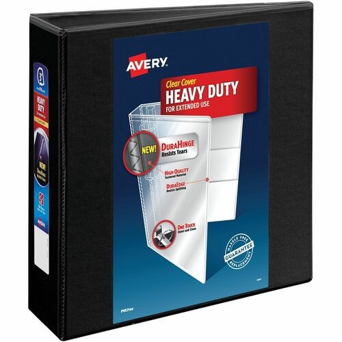 HEAVY-DUTY VIEW BINDER WITH DURAHINGE AND LOCKING ONE TOUCH EZD RINGS, 3 RINGS, 3" CAPACITY, 11 X 8.5, BLACK