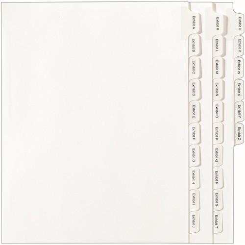 PREPRINTED LEGAL EXHIBIT SIDE TAB INDEX DIVIDERS, ALLSTATE STYLE, 26-TAB, EXHIBIT A TO EXHIBIT Z, 11 X 8.5, WHITE, 1 SET