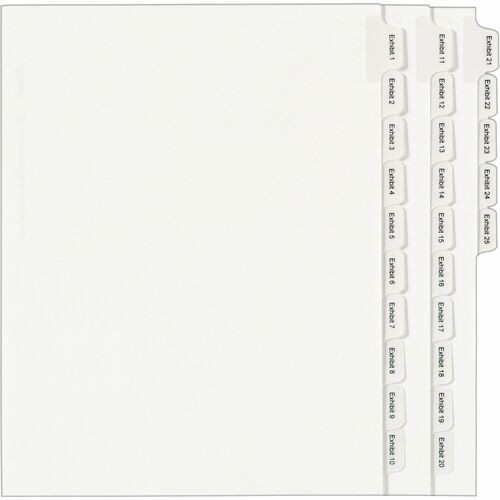 PREPRINTED LEGAL EXHIBIT SIDE TAB INDEX DIVIDERS, ALLSTATE STYLE, 25-TAB, EXHIBIT 1 TO EXHIBIT 25, 11 X 8.5, WHITE, 1 SET